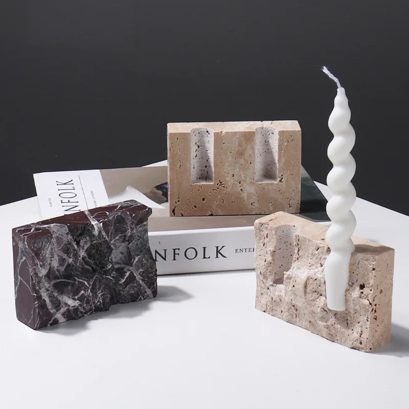 Vintage Collectible Marbles - Portacandele in pietra di marmo naturale