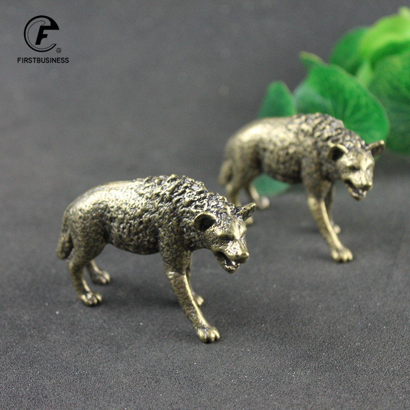 Vintage Collectible Ornaments - Ottone massiccio Hyena Figurine miniatura ufficio