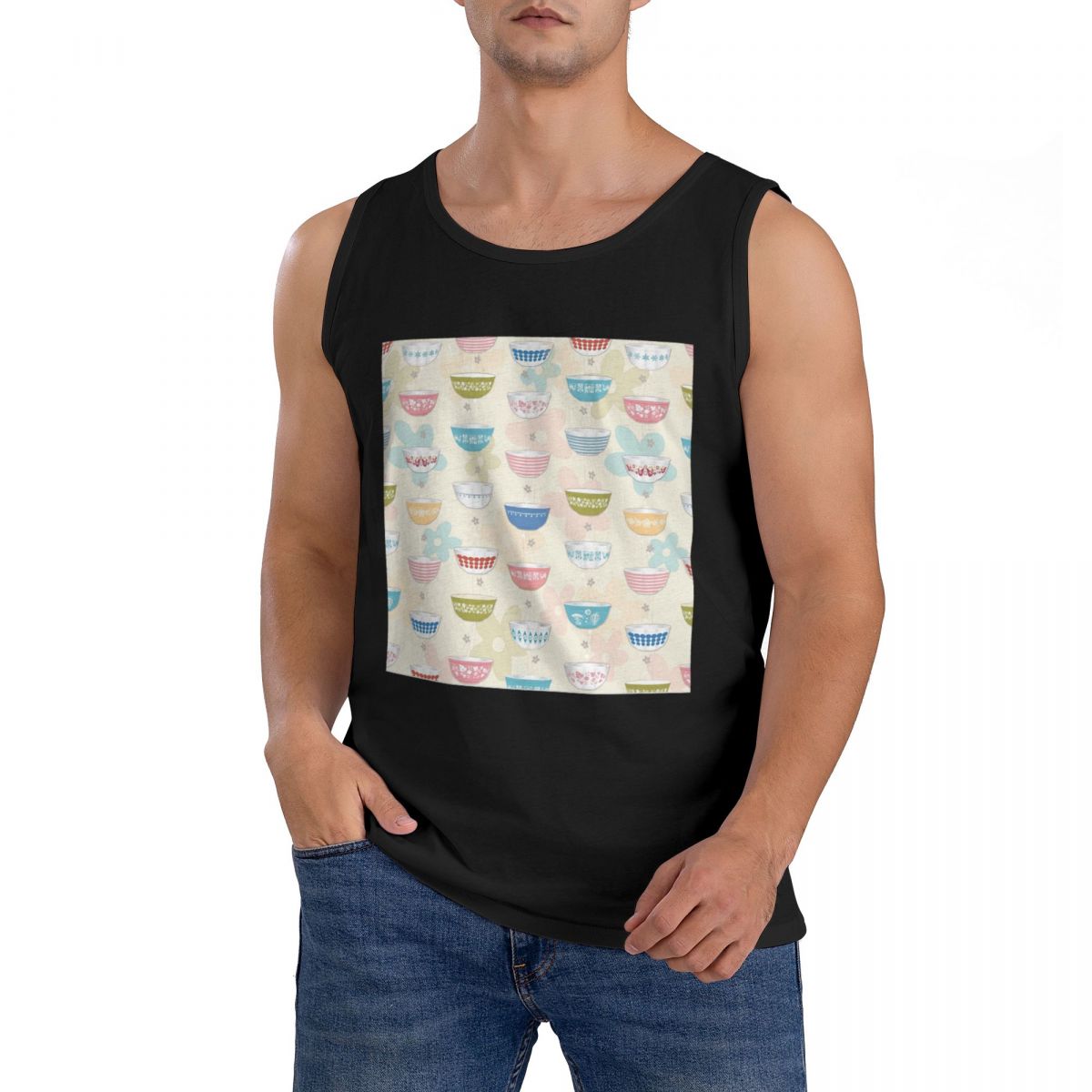 Vintage Collectible Pyrex - T-shirt Senza Maniche da Uomo 100%