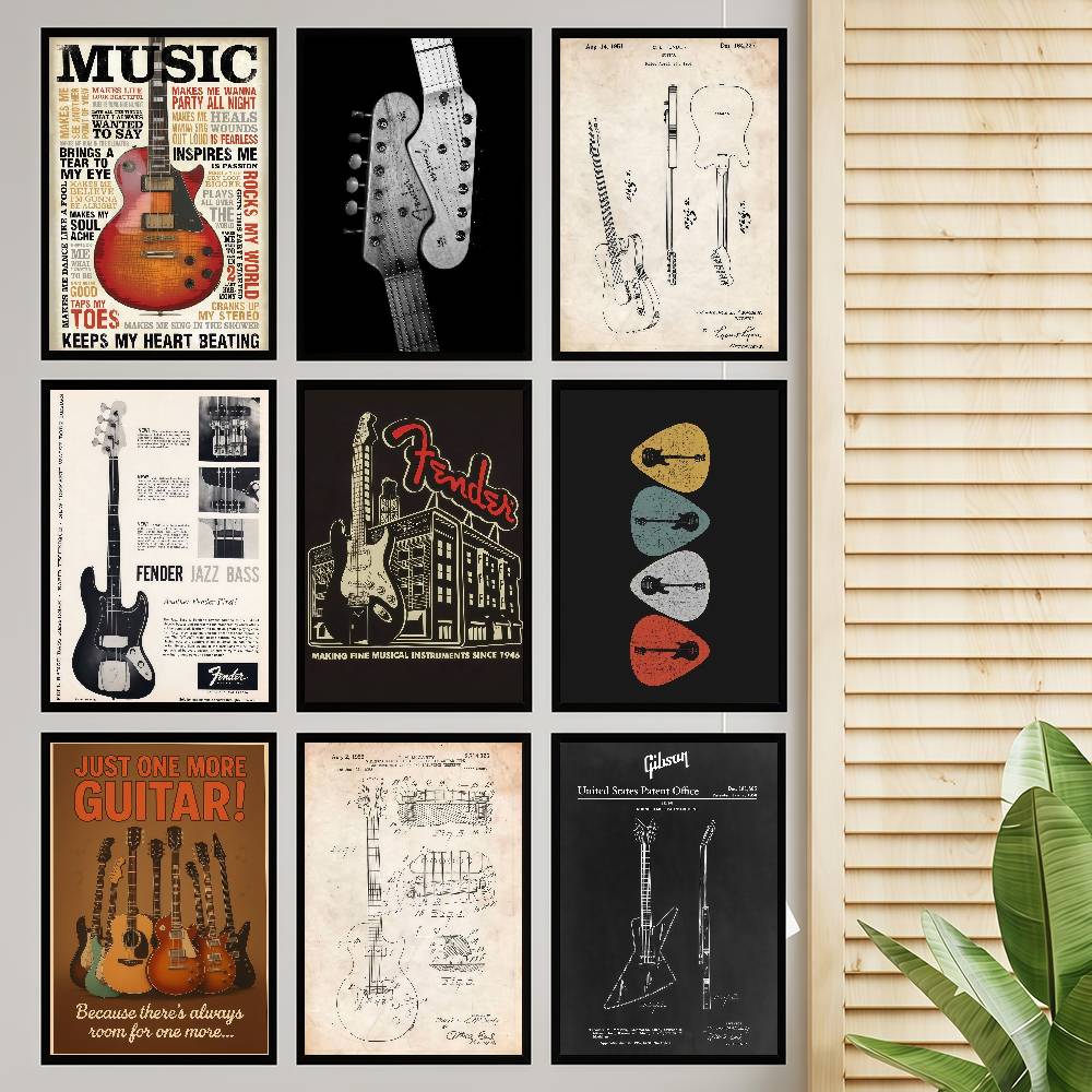 Vintage Collectible Posters - Collezione di chitarra Poster artistico autoadesivo