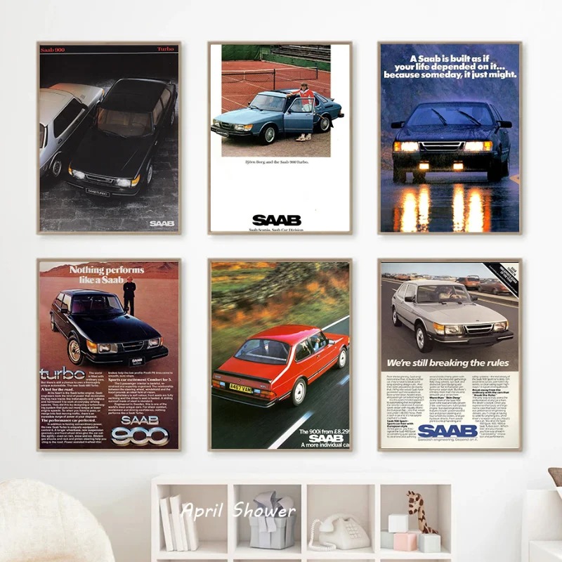 Vintage Collectible Posters - Classico vintage Saab 900 Turbo Cars